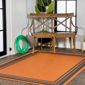 James Modern Border Stripe Indoor/outdoor Area Rug